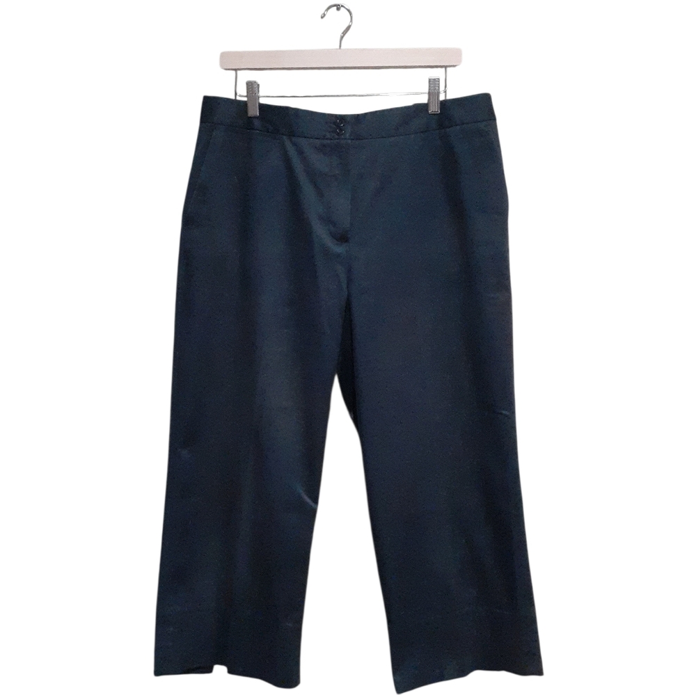 Foxcroft Women's Non Iron Cropped Wide-Leg Pants Black Size 12
